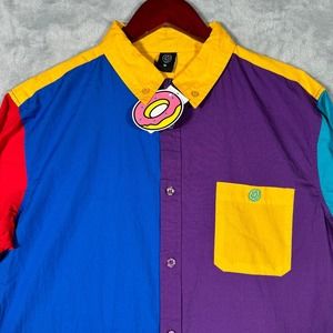 Odd Future Shirt Mens Medium Color Block Long‎ Sleeve Button Down OF